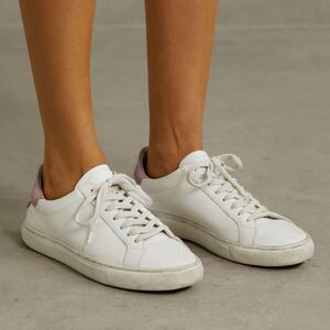 GIVENCHY Pink White Leather Lace Up City Sneaker Shoes     Women's Size 7